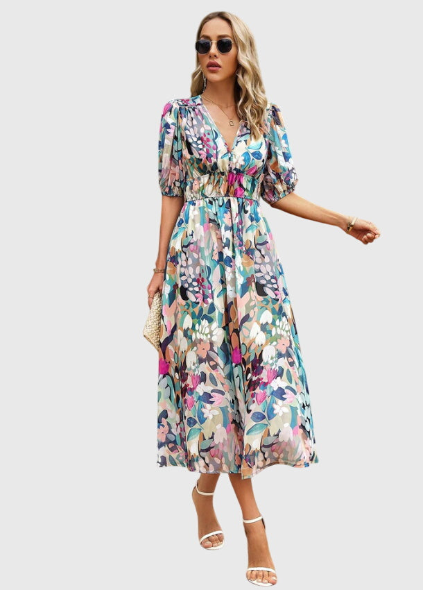 Merlina™ | Modelująca Kwiatowa Sukienka Midi