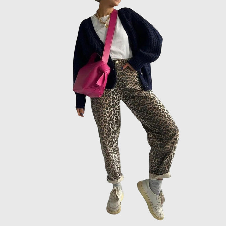 Chandra - Vintage Jeansy we wzorze Lwa