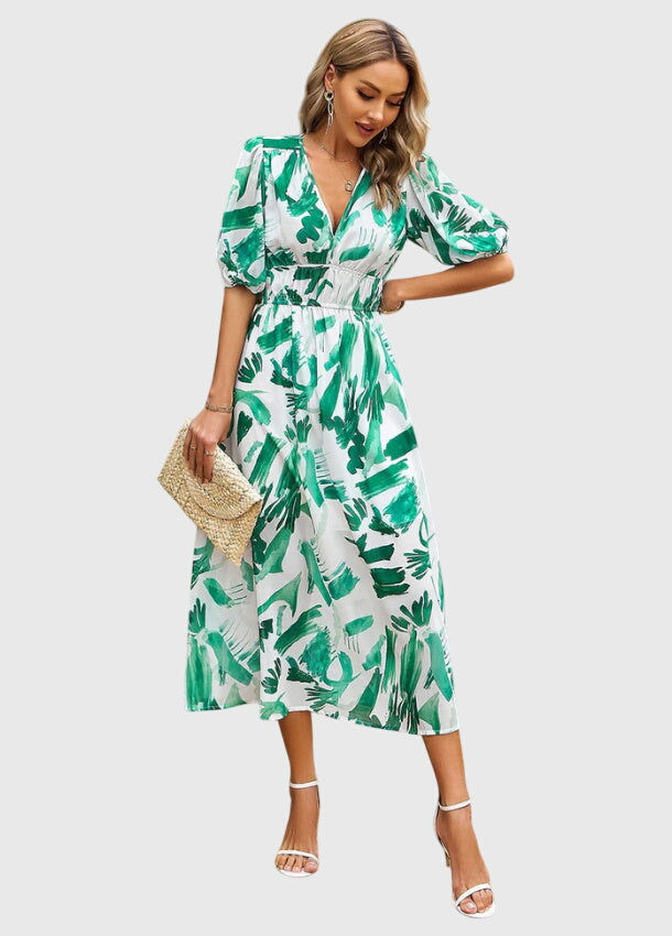 Merlina™ | Modelująca Kwiatowa Sukienka Midi