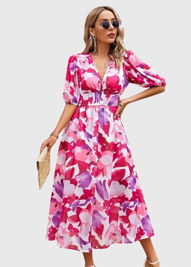 Merlina™ | Modelująca Kwiatowa Sukienka Midi