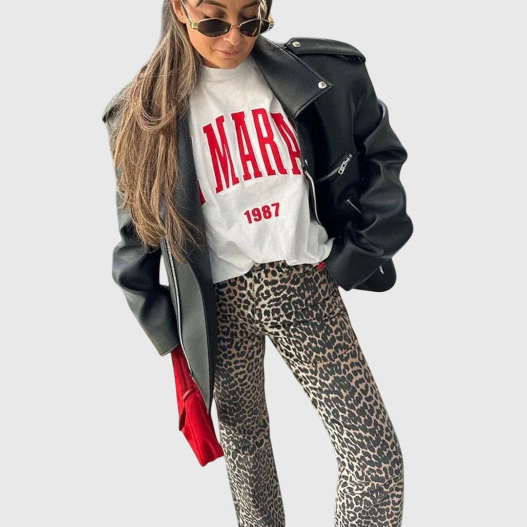 Chandra - Vintage Jeansy we wzorze Lwa