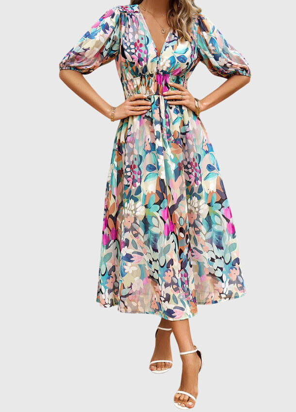 Merlina™ | Modelująca Kwiatowa Sukienka Midi
